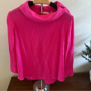 Soft Surroundings Giovinezza crinkle gauze cotton cowl neck pink top